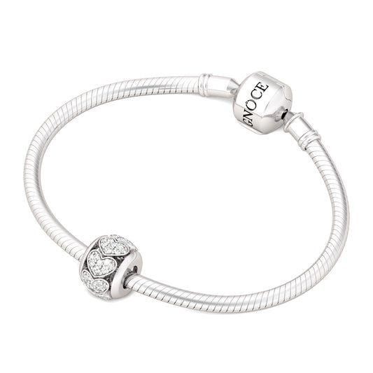 Gnoce "Take My Heart" S925 Sterling Silver Cubic Zirconia Charm Beads Gift for Her Suitable for Necklace Fit Pandora Bracelet_3