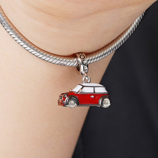 Red Vintage Car Pendant Dangle Charm Sterling Silver_3