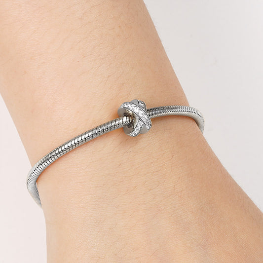 X-shape Charm Sterling Silver Inlaid with Crystal Gemstones_3