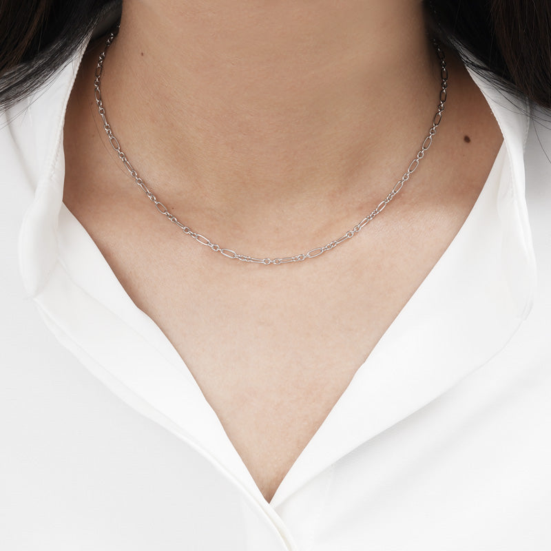 Simple Silver Necklace Choker Link Chain S925 Sterling Silver_4