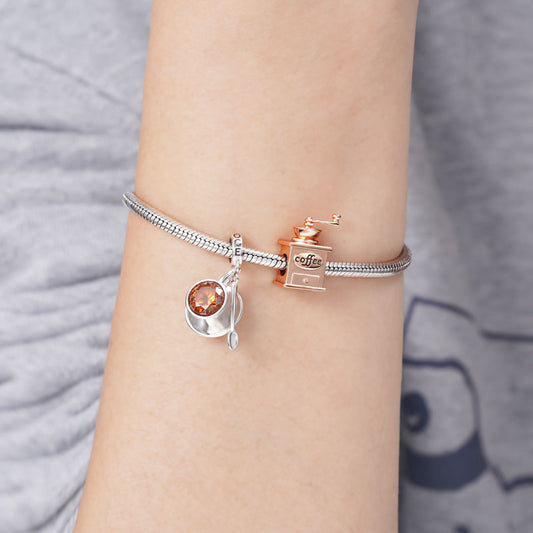 Coffee Grinder Charm Bead 925 Sterling Silver 18K Rose Gold Plated_3