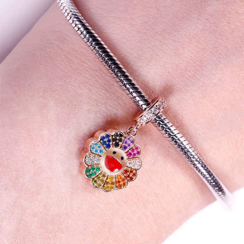 Gnoce "Childish Power" Murakami Takashi Sunflower Pendant With Zircon Photo Charm_3