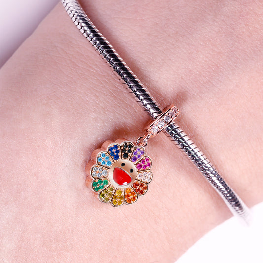 Gnoce "Childish Power" Murakami Takashi Sunflower Pendant With Zircon Photo Charm_3