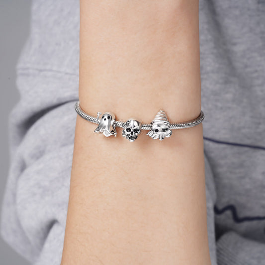 Cute Ghost with Star Wand Charm Bead 925 Sterling Silver_3