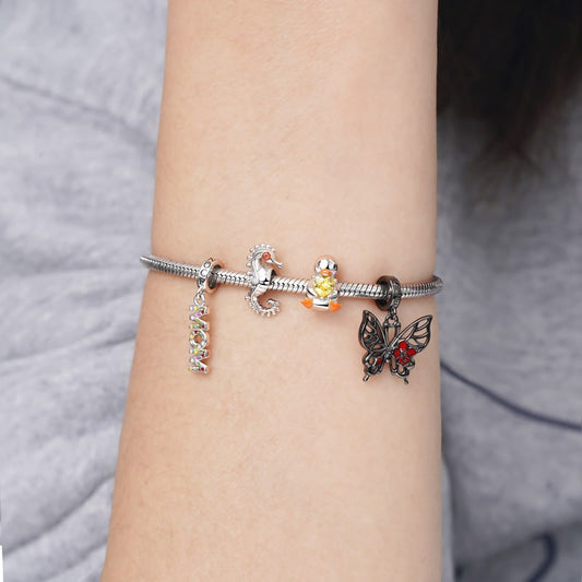 Black Butterfly Pendant Dangle Charm 925 Sterling Silver_3