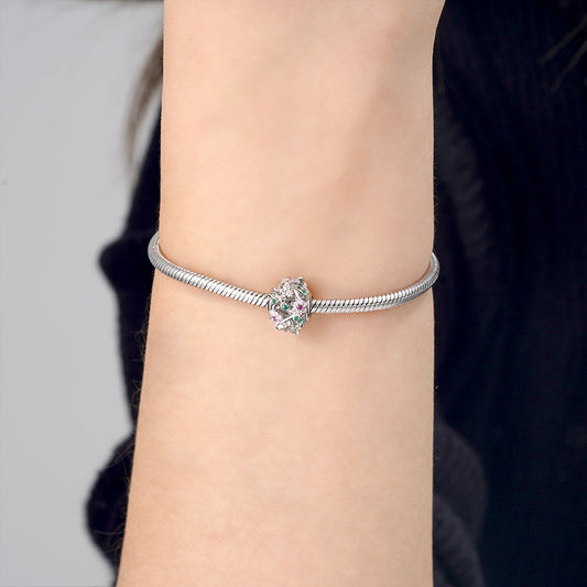 Colorful Butterfly Charm Bead S925 Sterling Silver Inlaid with Gemstones_3