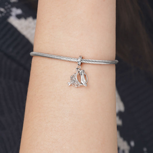 Elegant Crown Heels Pendant Dangle Charm 925 Sterling Silver With Clear Crystal Gemstones_3