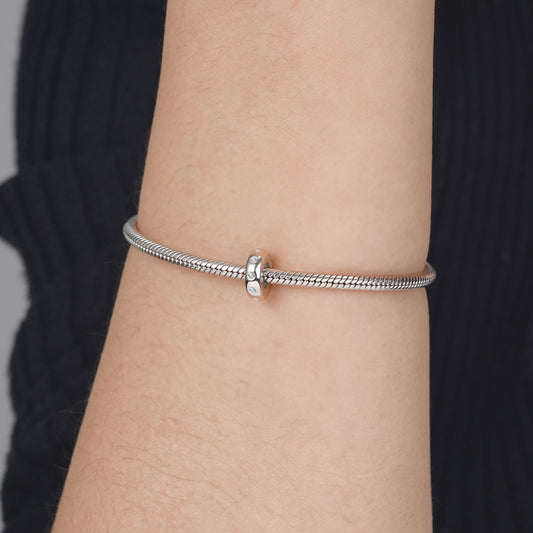 Gnoce Sparkling Stopper for Charm Bracelets 925 Sterling Silver Inlaid with Clear Gemstones_3