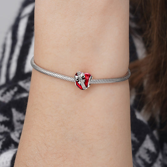 Red Heart Gift Charm Bead 925 Sterling Silver with Enamels_3