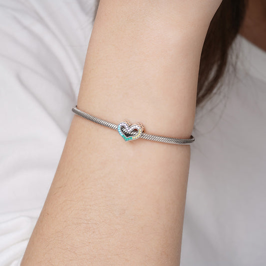 Love Charm Bead 925 Sterling Silver Inlaid with Colorful Gemstones_3