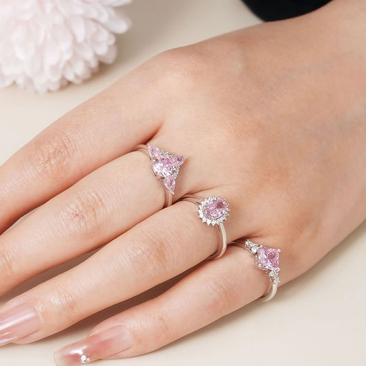 Gnoce Sparkling Triple Pink Stackable Ring Set_8