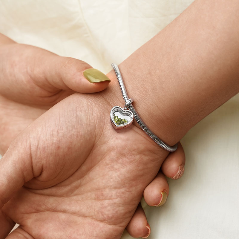 Gnoce Aug.Birthstone Heart Engravable Pendant Dangle Charm_4