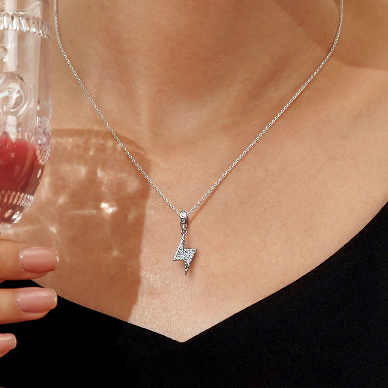 Gnoce Sparkling Lightning Bolt Pendant Dangle Charm_7
