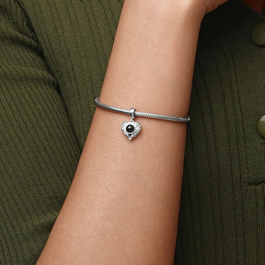 Gnoce Projection Heart Personalized Photo Pendant Dangle Charm_6