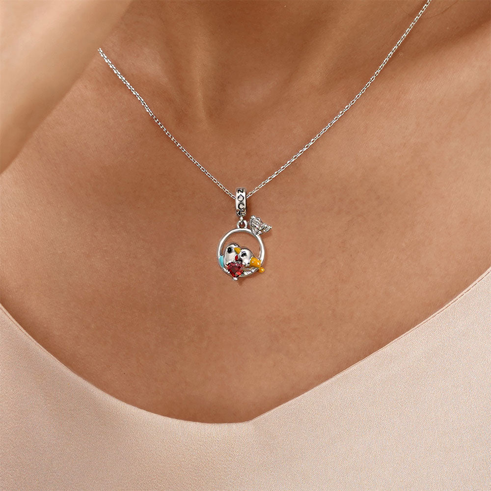 Gnoce Lovebirds Embrace Heart Gem Pendant Dangle Charm_7