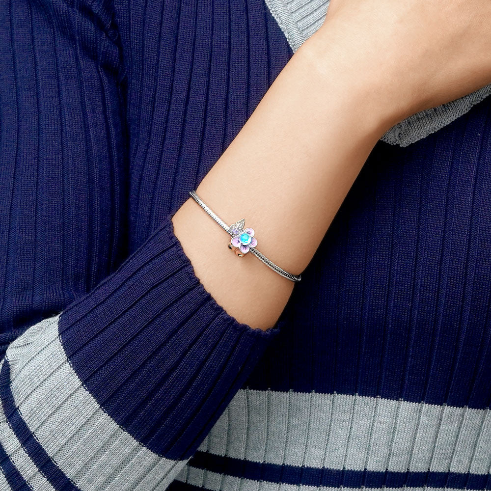 Gnoce Butterfly Loves Cherry Blossom Moonstone Charm_3