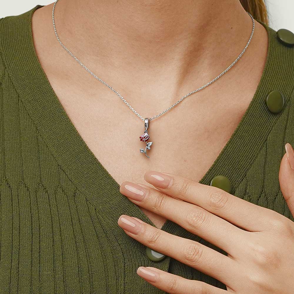 Gnoce Red Rose Flower Pendant Dangle Charm_7