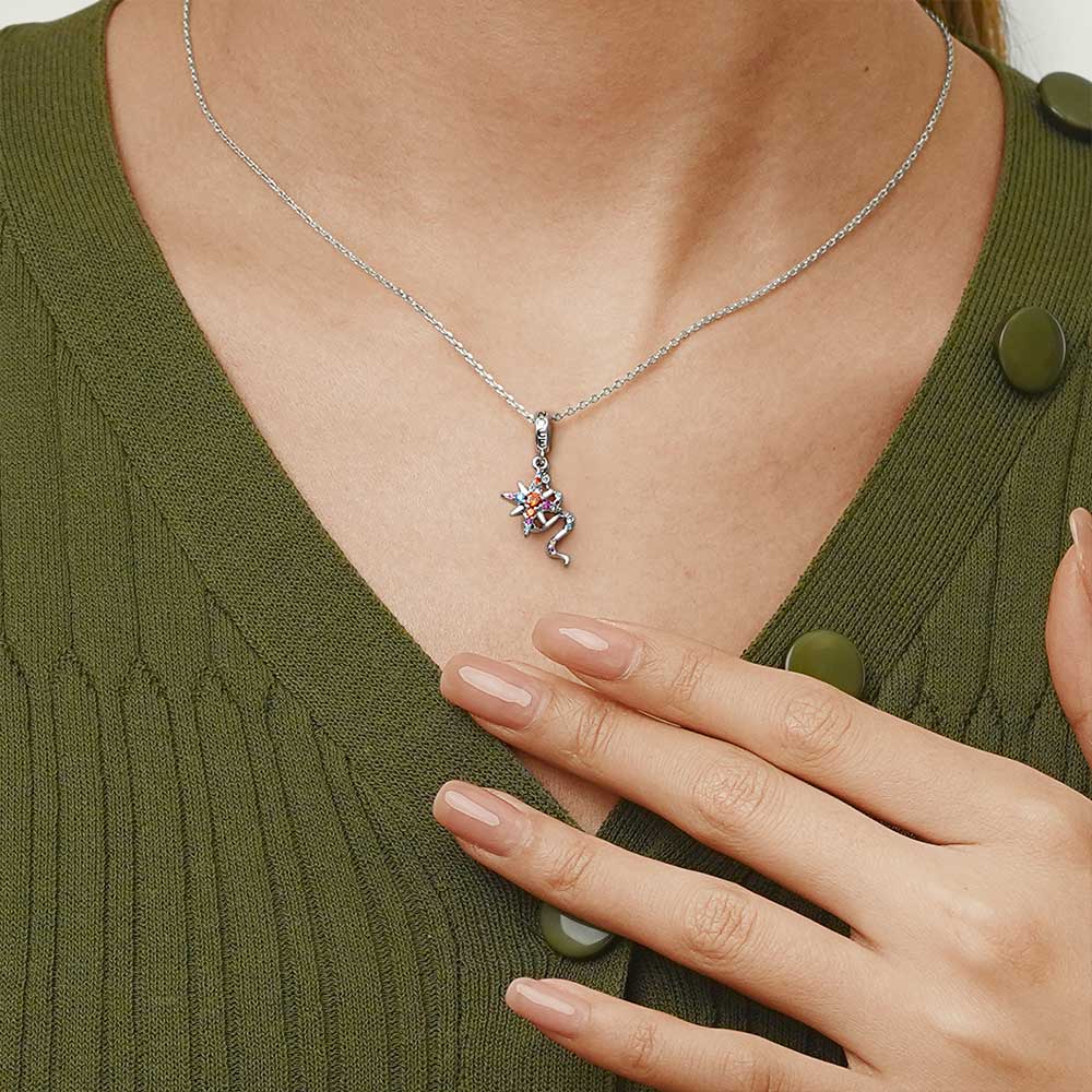 Gnoce Sparkling Snake & Star Double Pendant Dangle Charm_7