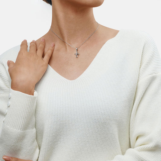 Gnoce Eternal Ribbon Cross Pendant Dangle Charm_6