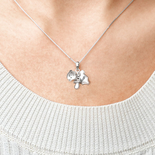 Gnoce Baby Pacifier & T-shirt Engravable Necklace_5