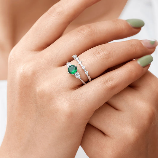 Gnoce Vintage Round Cut Stackable Ring Set_5