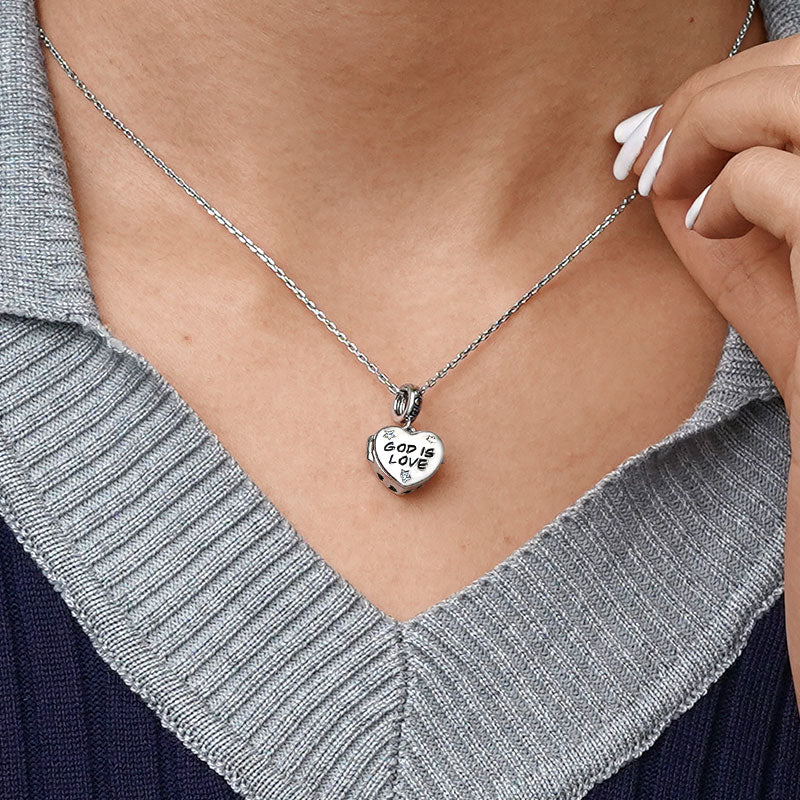 Gnoce "God is Love" Heart Personalized Photo Pendant Dangle Charm_6