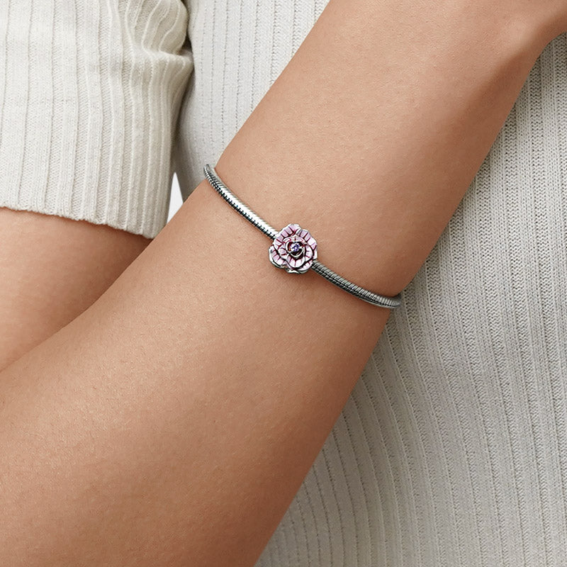 Gnoce Pink Rose Flower Charm_5