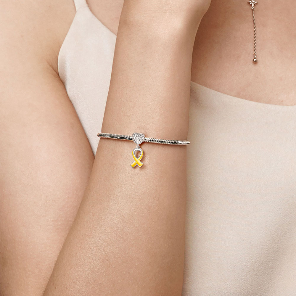 Gnoce endometriosis Awareness Yellow Ribbon Charm_3