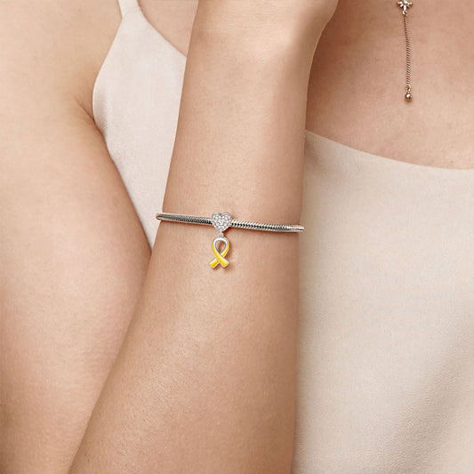 Gnoce endometriosis Awareness Yellow Ribbon Charm_3