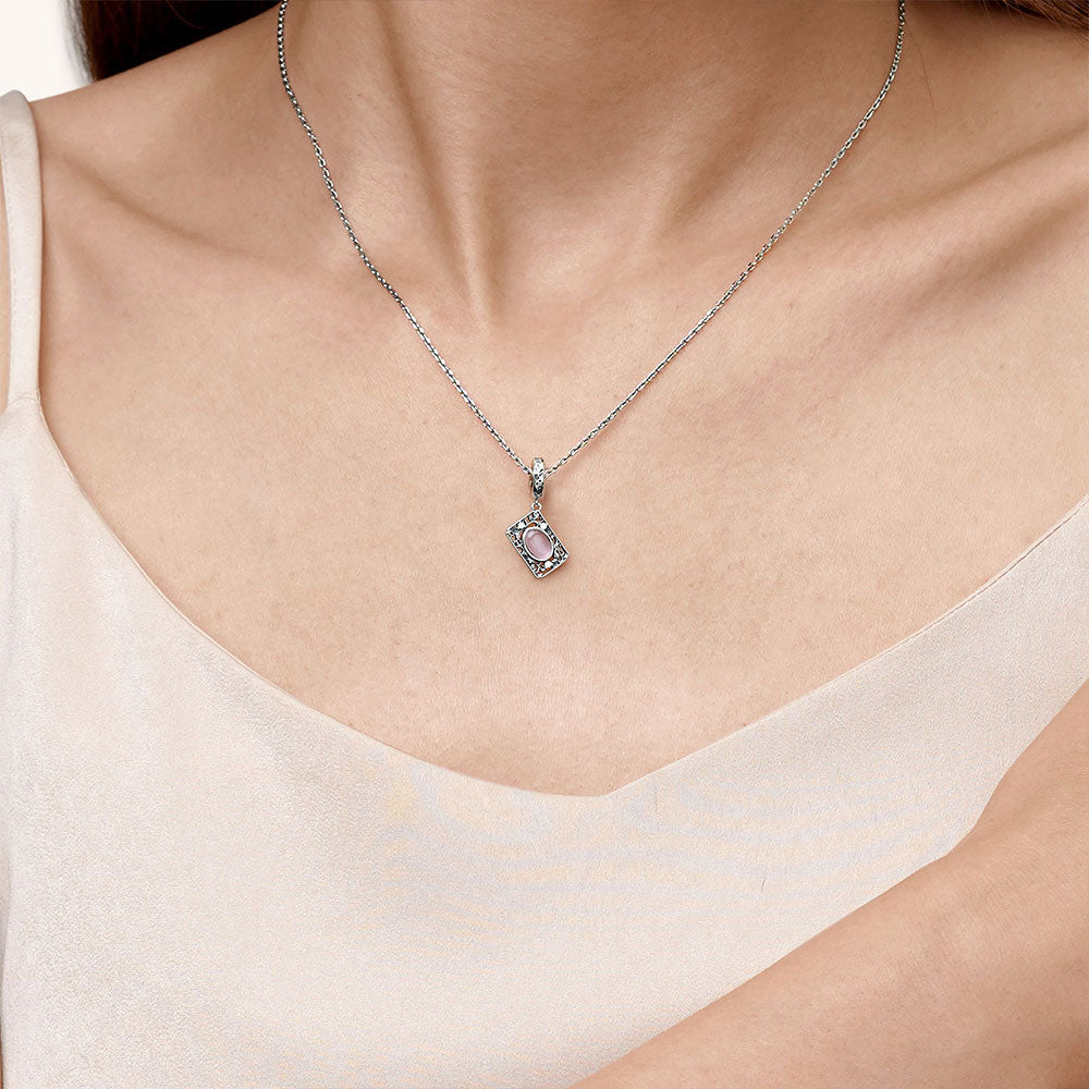 Gnoce Vintage Pink Glass Pendant Dangle Charm_6