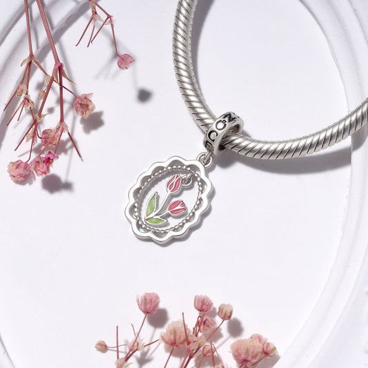 Gnoce Tulip Picture Frame Pendant Dangle Charm_3