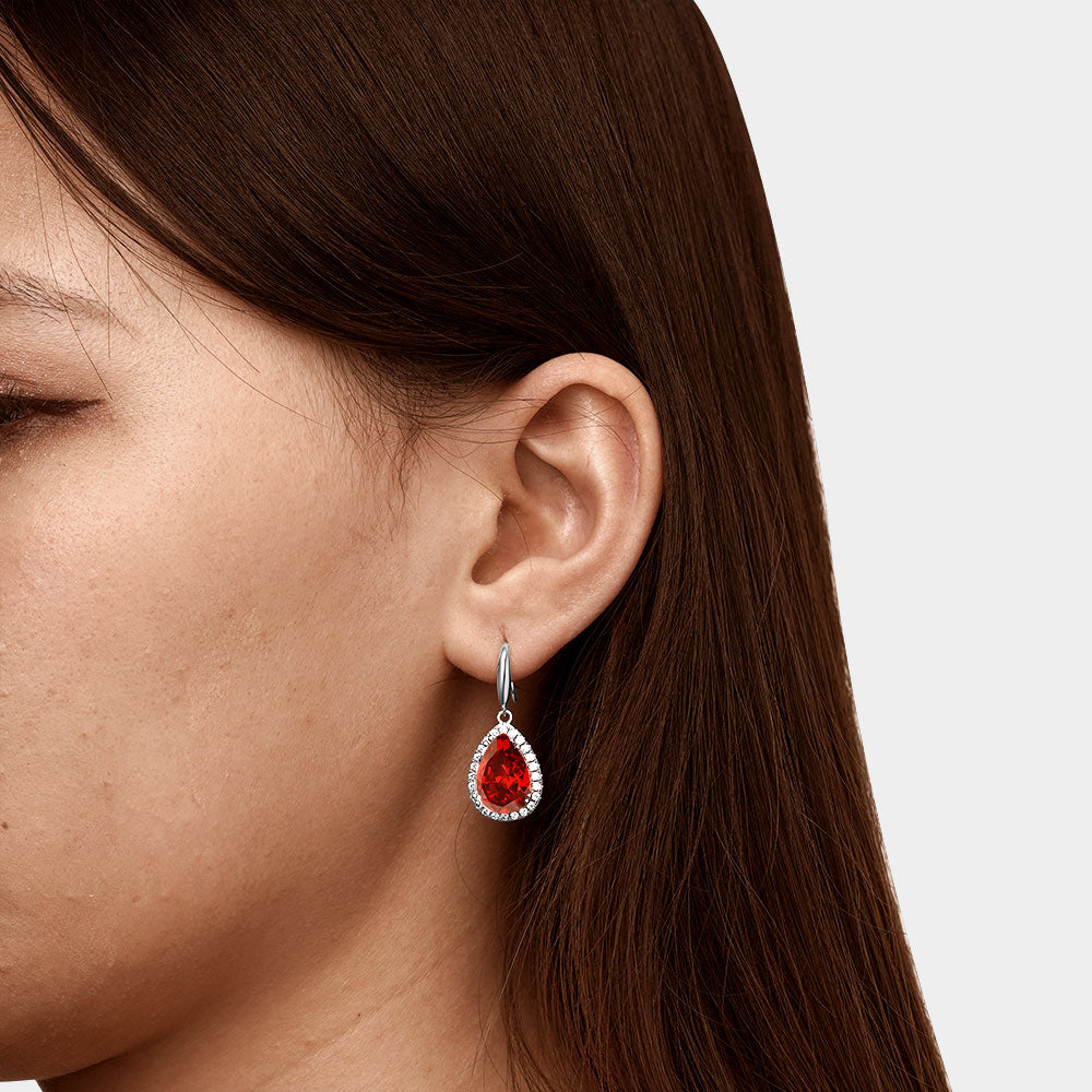 Gnoce Pear-shape Drop Birthstone Dangle Earrings_3