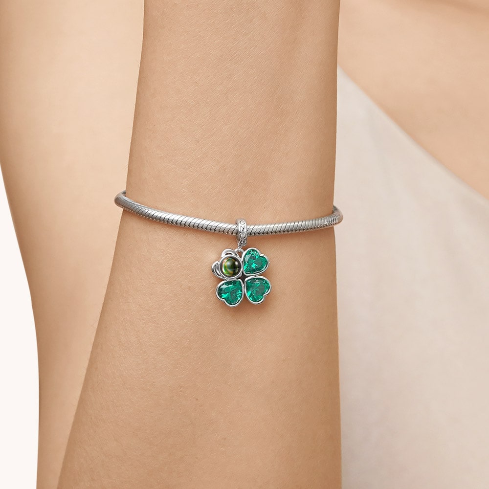 Gnoce Projection Four Leaf Clover Photo Pendant Dangle Charm_7