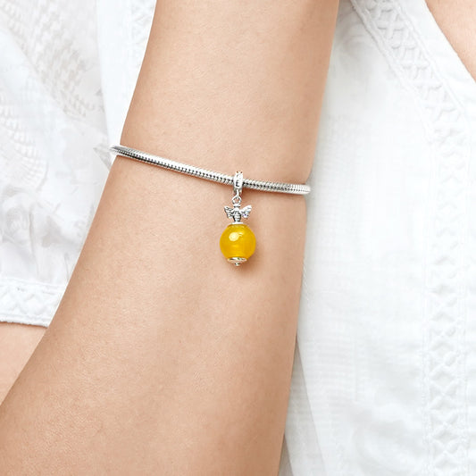 Gnoce Yellow Agate Bee Pendant Dangle Charm_7