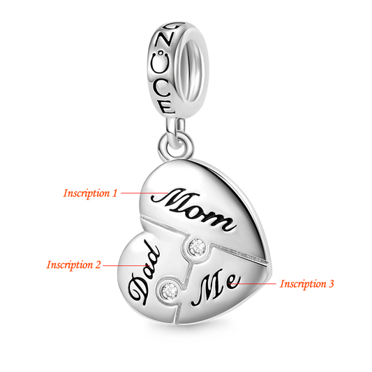 Gnoce Engravable Puzzle Heart Pendant Dangle Charm_7
