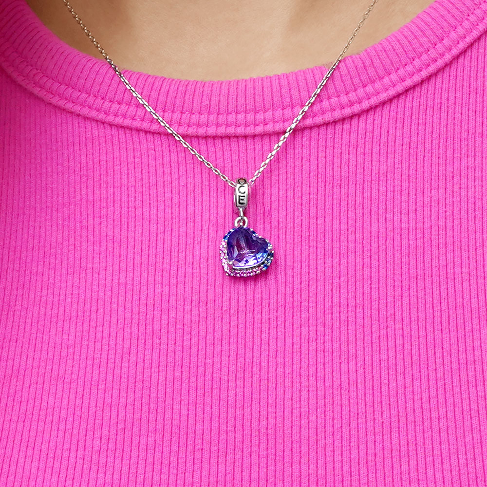 Gnoce Gradient Dark Purple Heart-shaped Pendant Dangle Charm_7