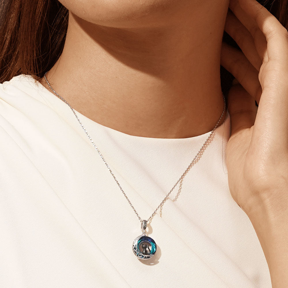 Gnoce Black Cat on Moon Pendant Dangle Charm_7