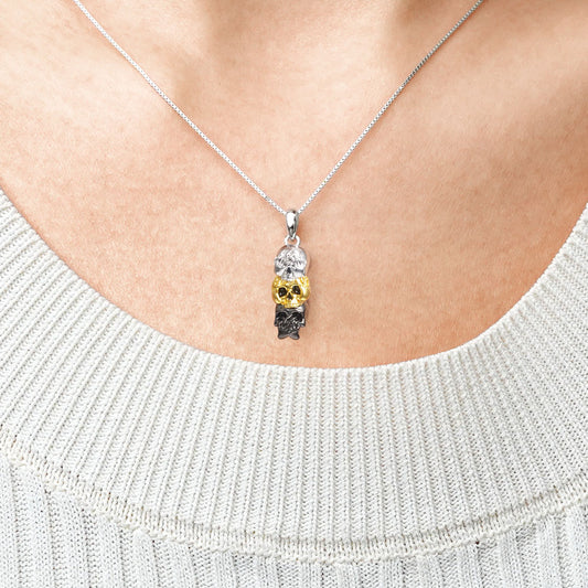 Gnoce See No Hear No Speak No Wise Skulls Necklace_4