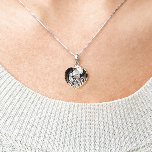Gnoce Skeleton Couple Heart Frame Necklace_4