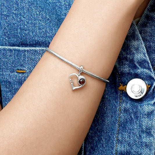 Gnoce Projection Heart Personalized Photo Pendant Dangle Charm_4