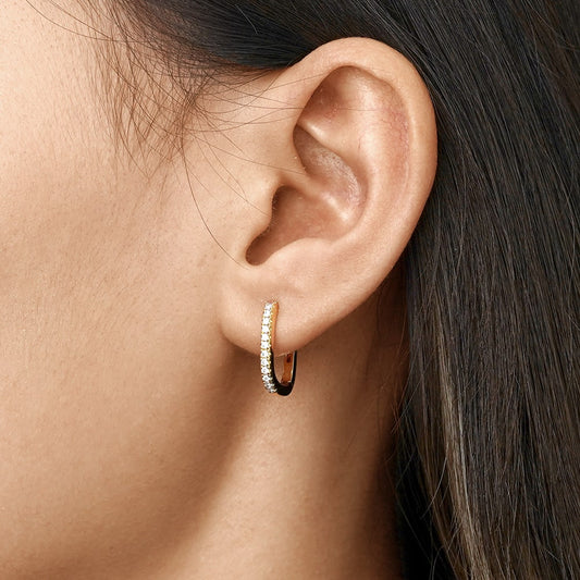 Gnoce Pave Huggie Stud Earrings_5