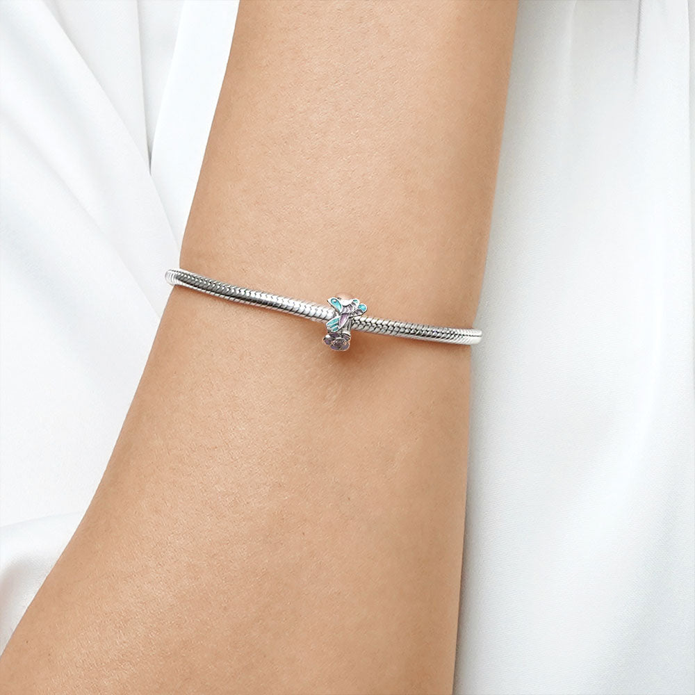 Gnoce Colorful Hummingbird Love Flower Charm_5