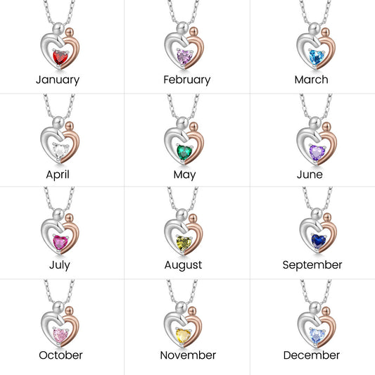 Gnoce Mother Child Hugging Birthstone Necklace_7