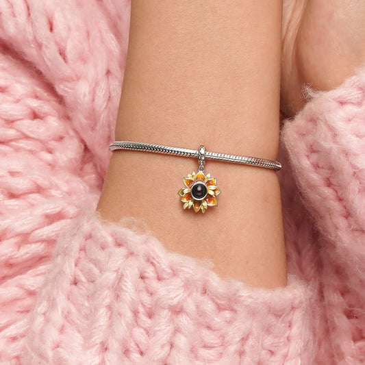 Gnoce Projection Sunflower Personalized Photo Pendant Dangle Charm_4