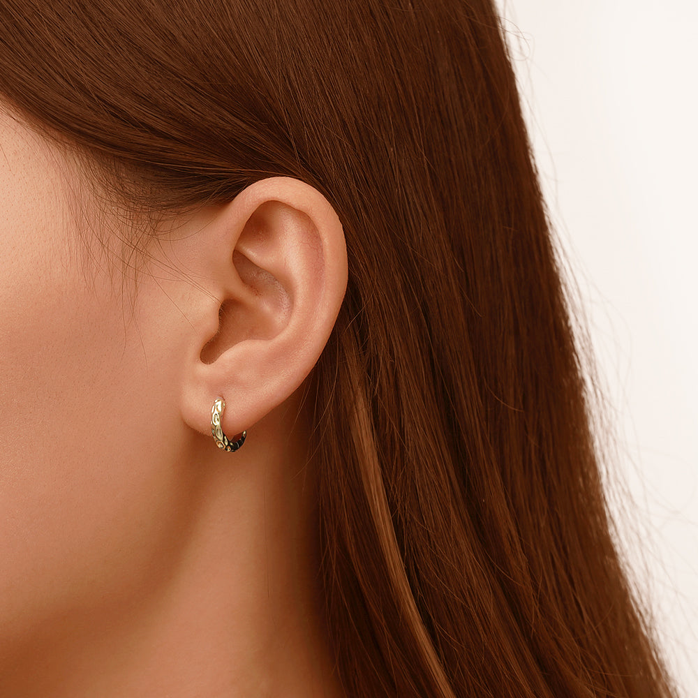 Gnoce Intricately Hammered Texture Hoop Earrings_5