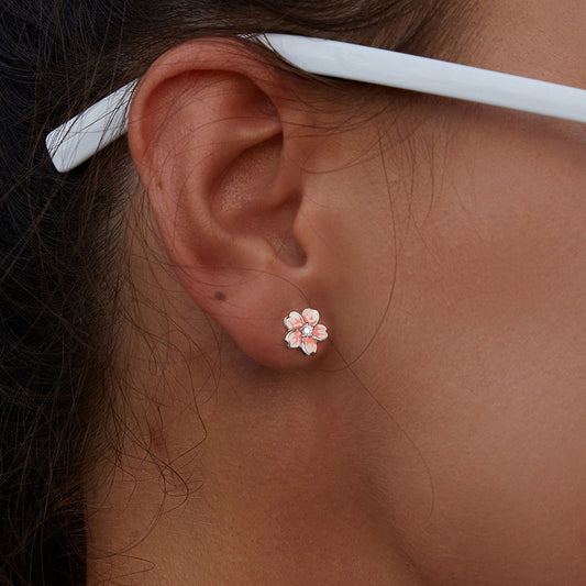 Gnoce Pink Gradient Cherry Blossom Sakura Stud Earrings_6