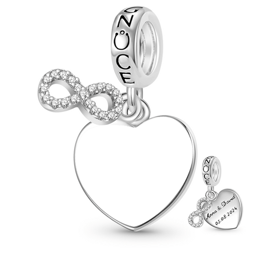 Gnoce Engravable Wedding Date Infinite Love Pendant Dangle Charm_3