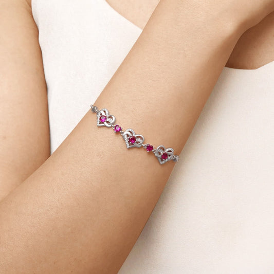 Gnoce Silver Infinite Love Heart Birthstone Bracelet_5