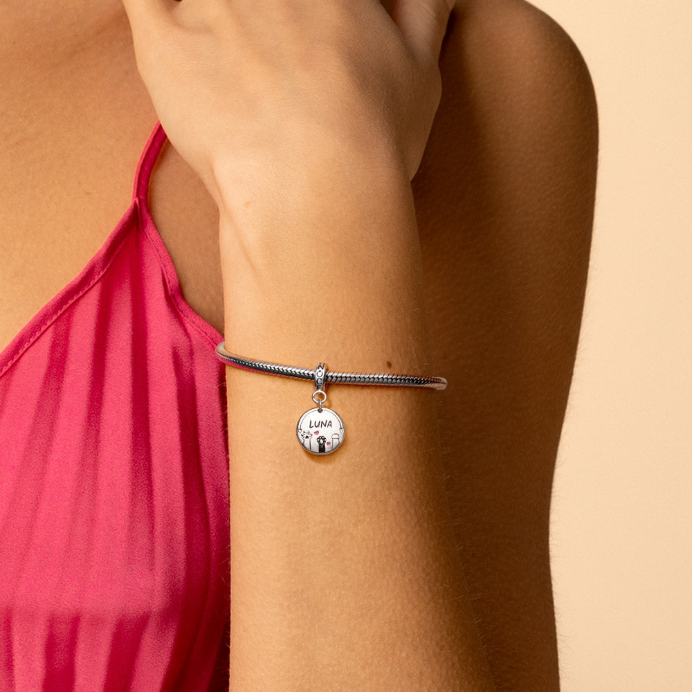 Gnoce Cute Pet Paw Print Engravable Disk Pendant Dangle Charm_6