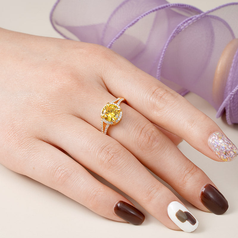 Gnoce Yellow Round-cut Promise Ring_4